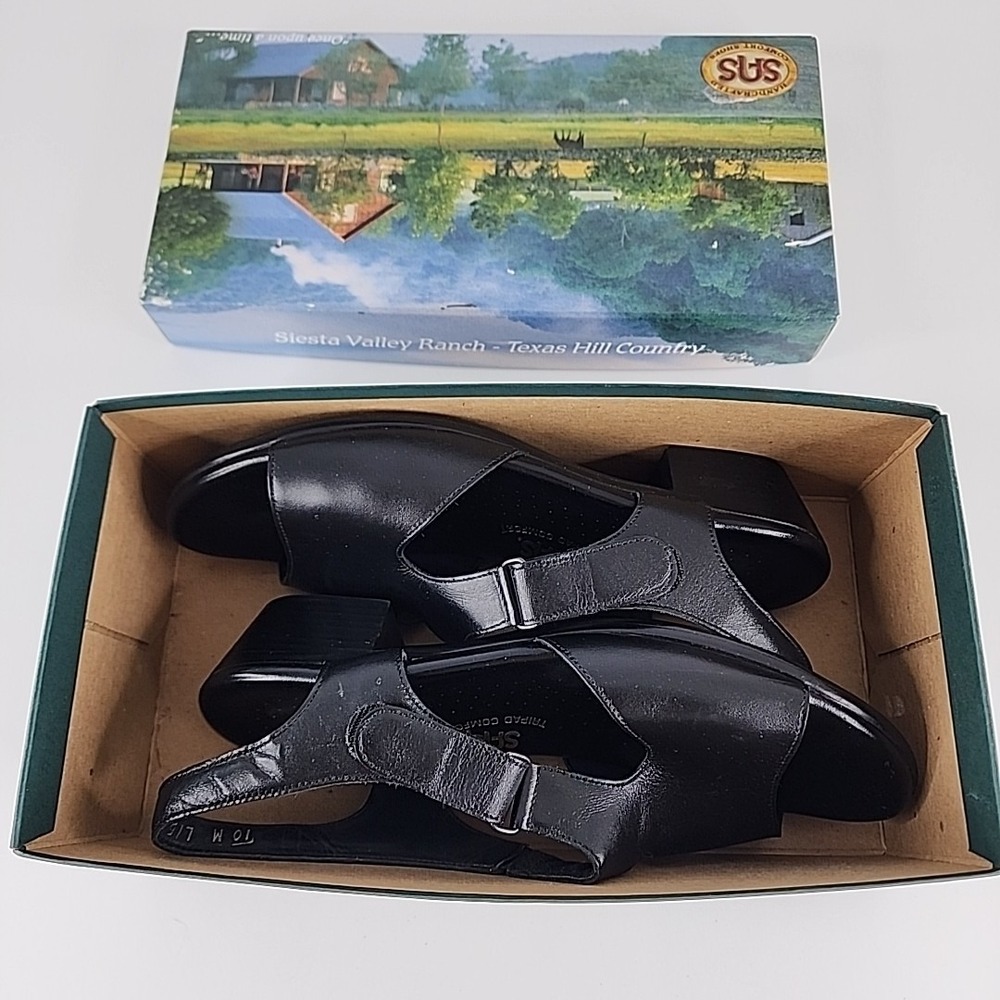 SAS Women's Size 10M Black Leather Tripad Comfort Suntimer Sandal Shoes‎ W/ Box - Picture 7 of 9